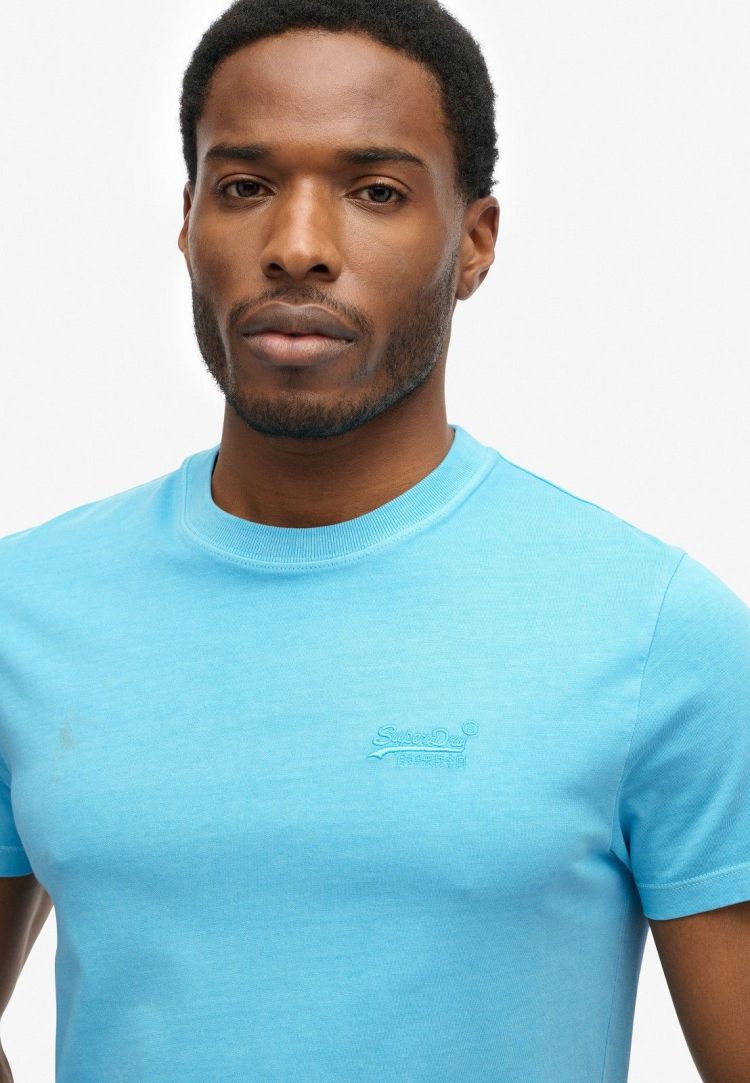Superdry T-shirt Blauw heren (ESSENTIAL LOGO EMB NEON TEE - M1012065A.C9A) - GL Sport (Sluis)