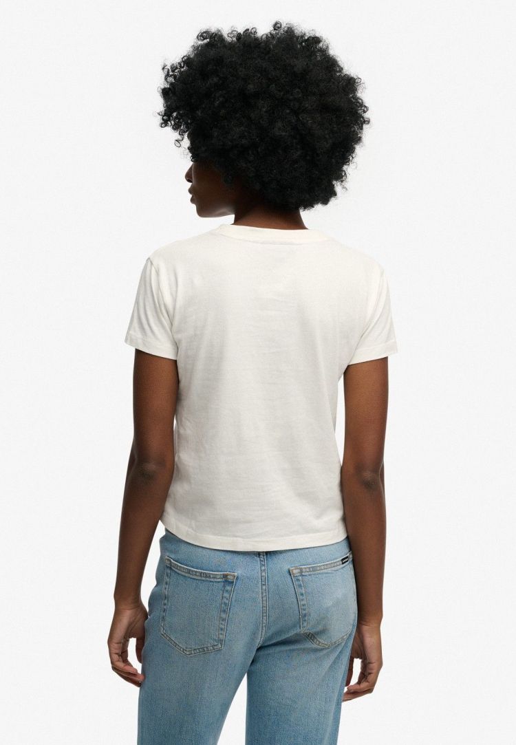 Superdry T-shirt Off-white dames (ESSENTIAL LOGO FITTED T-SHIRT - W1011346A.8ML) - GL Sport (Sluis)