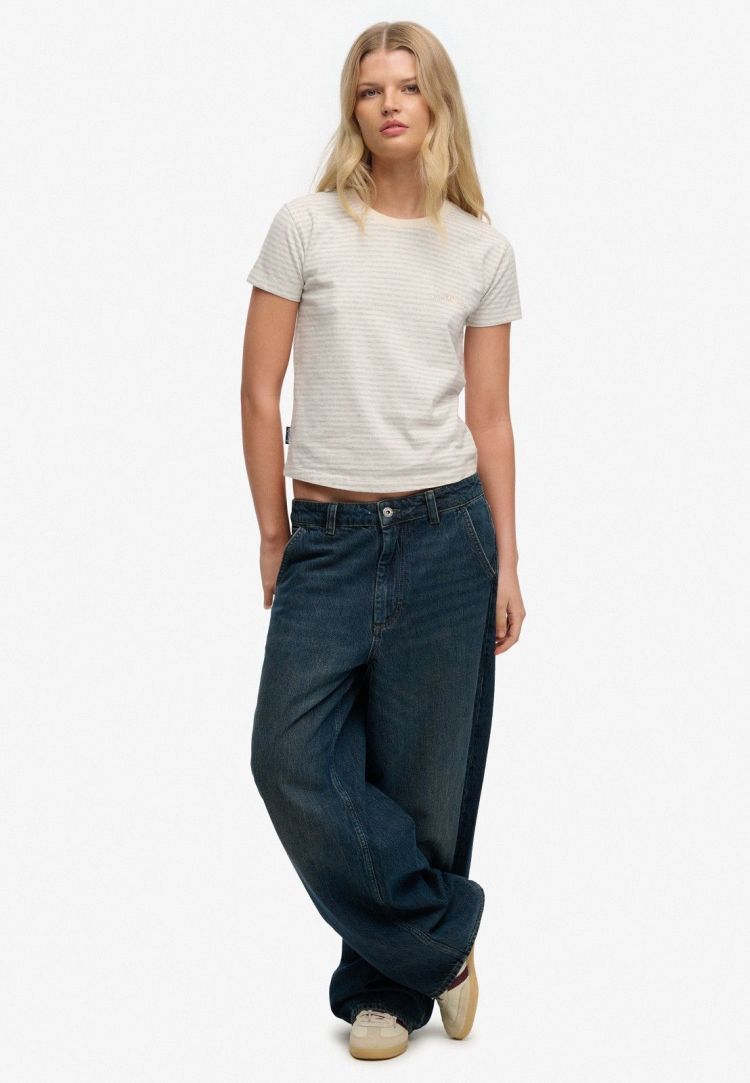 Superdry T-shirt Grijs dames (ESSENTIAL LOGO STR FITTED TEE - W1011640A.K9I) - GL Sport (Sluis)