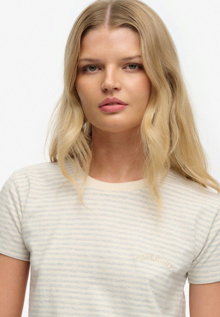 Superdry T-shirt Grijs dames (ESSENTIAL LOGO STR FITTED TEE - W1011640A.K9I) - GL Sport (Sluis)