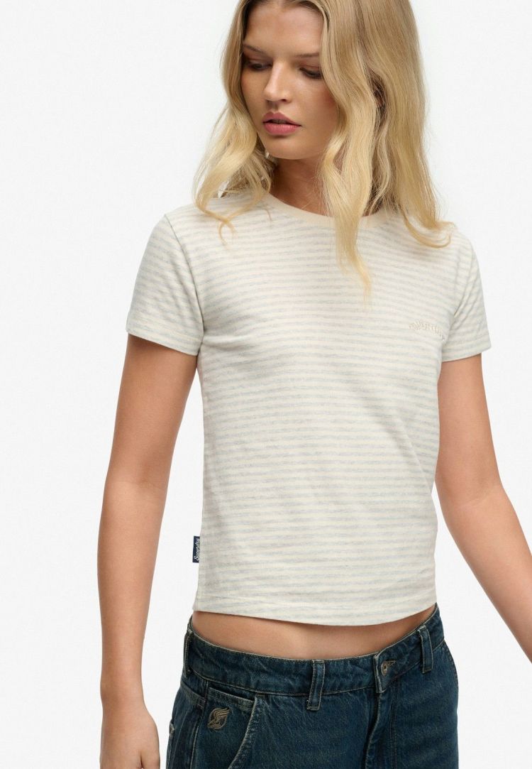 Superdry T-shirt Grijs dames (ESSENTIAL LOGO STR FITTED TEE - W1011640A.K9I) - GL Sport (Sluis)