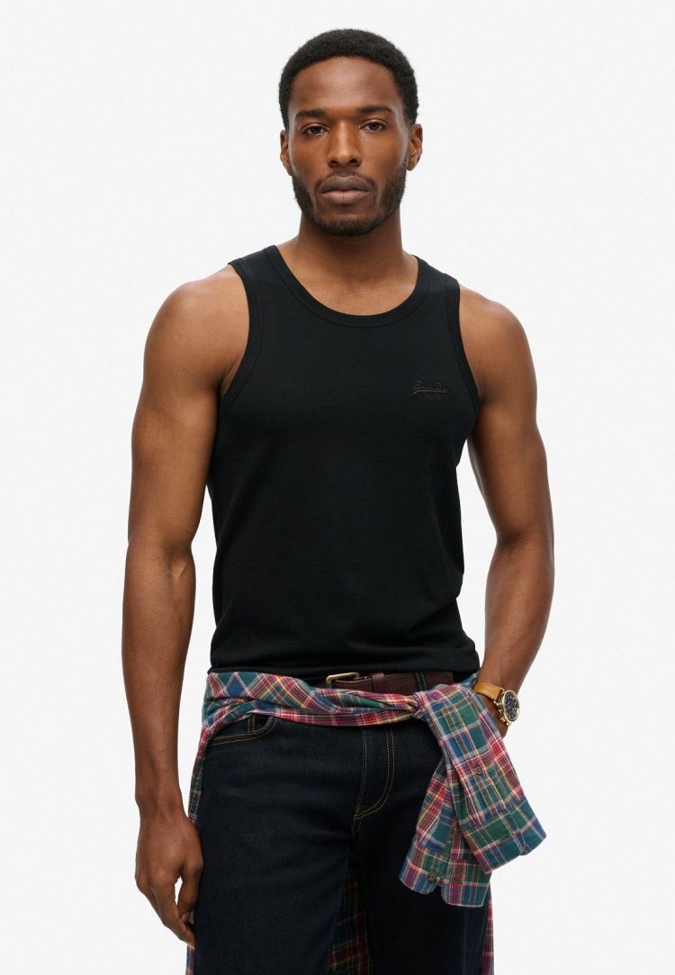 Superdry Tanktop Zwart heren (ESSENTIAL LOGO VEST TOP - M6010819A.02A) - GL Sport (Sluis)