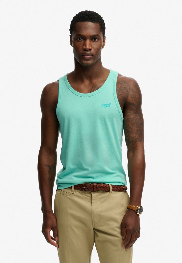 Superdry Tanktop Mint heren (ESSENTIAL LOGO VEST UB - M6010819A.A7L) - GL Sport (Sluis)