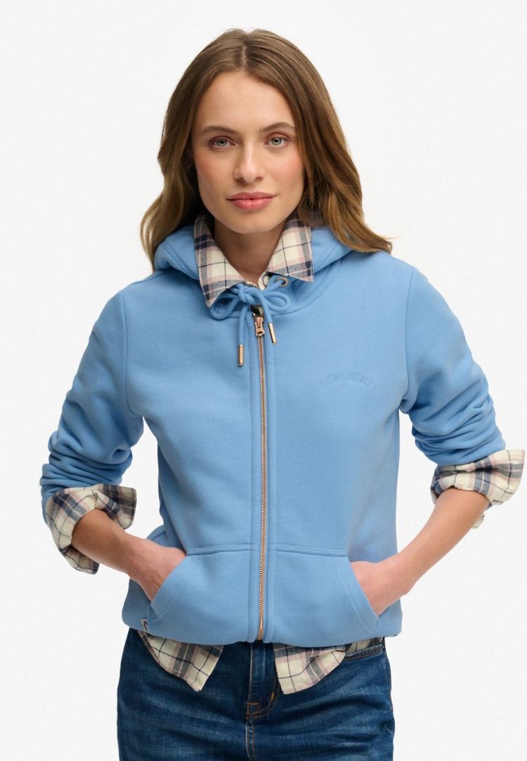 Superdry Vest Blauw dames (ESSENTIAL LOGO ZIPHOOD HB - W2012672A.BYJ) - GL Sport (Sluis)