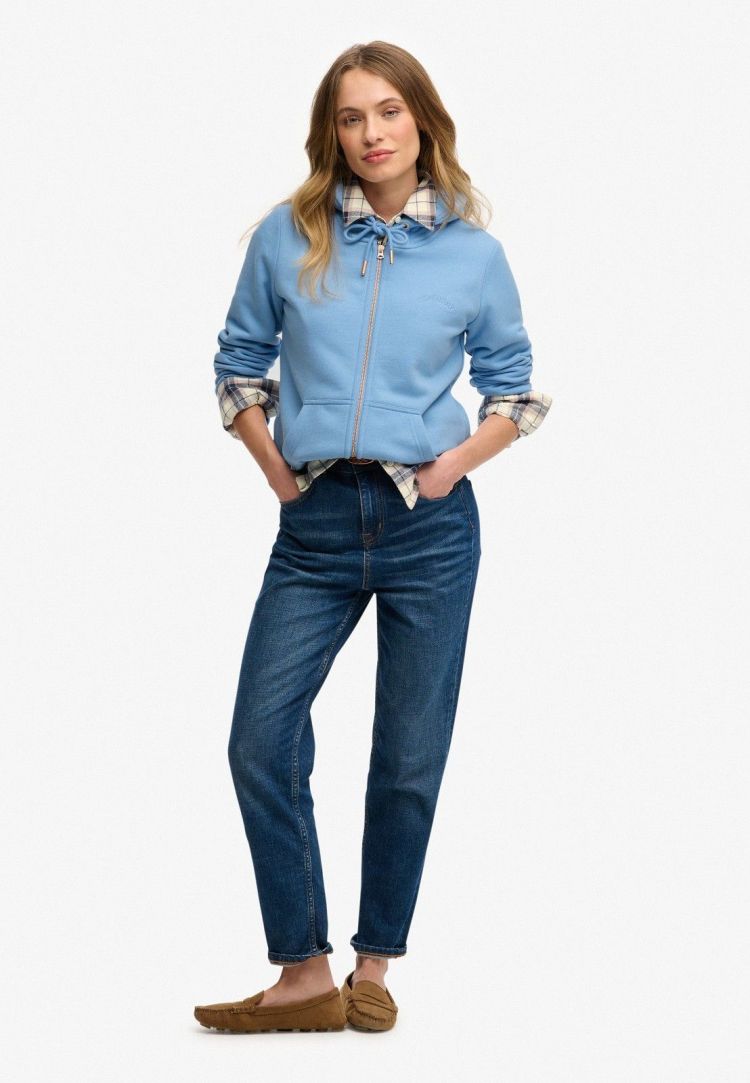 Superdry Vest Blauw dames (ESSENTIAL LOGO ZIPHOOD HB - W2012672A.BYJ) - GL Sport (Sluis)