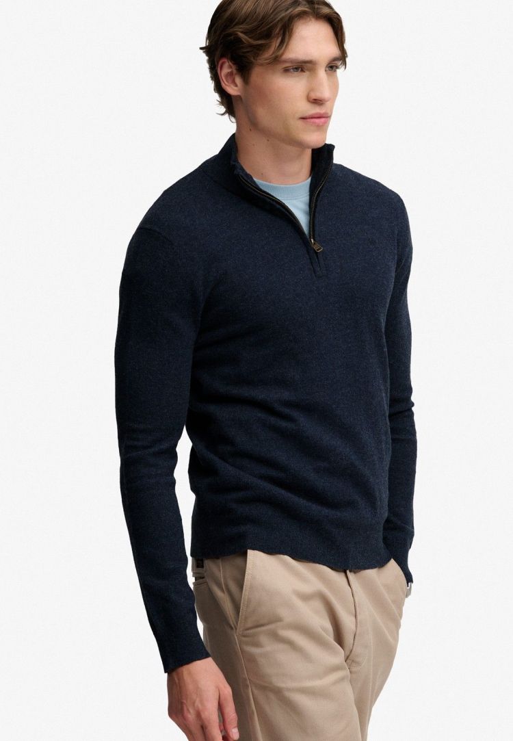 Superdry & Co Pull Blauw heren (ESSENTIAL LW WOOL BLEND 1/2 ZIP - M6110783A.WJC) - GL Sport (Sluis)
