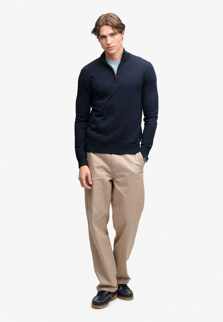 Superdry & Co Pull Blauw heren (ESSENTIAL LW WOOL BLEND 1/2 ZIP - M6110783A.WJC) - GL Sport (Sluis)