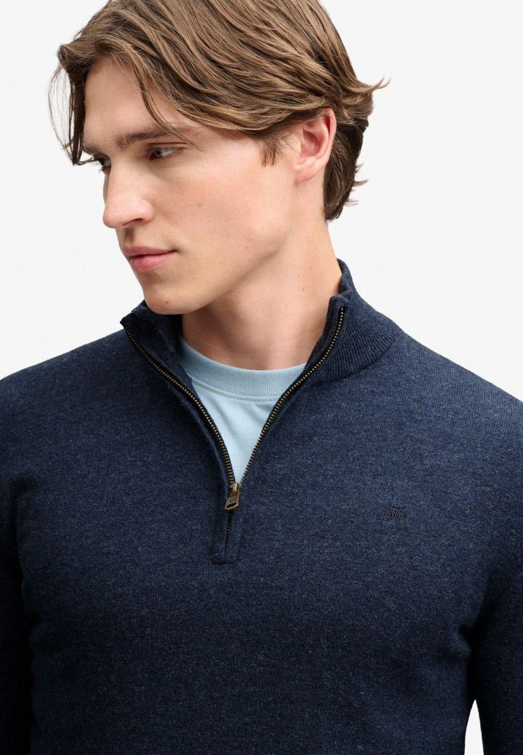 Superdry & Co Pull Blauw heren (ESSENTIAL LW WOOL BLEND 1/2 ZIP - M6110783A.WJC) - GL Sport (Sluis)