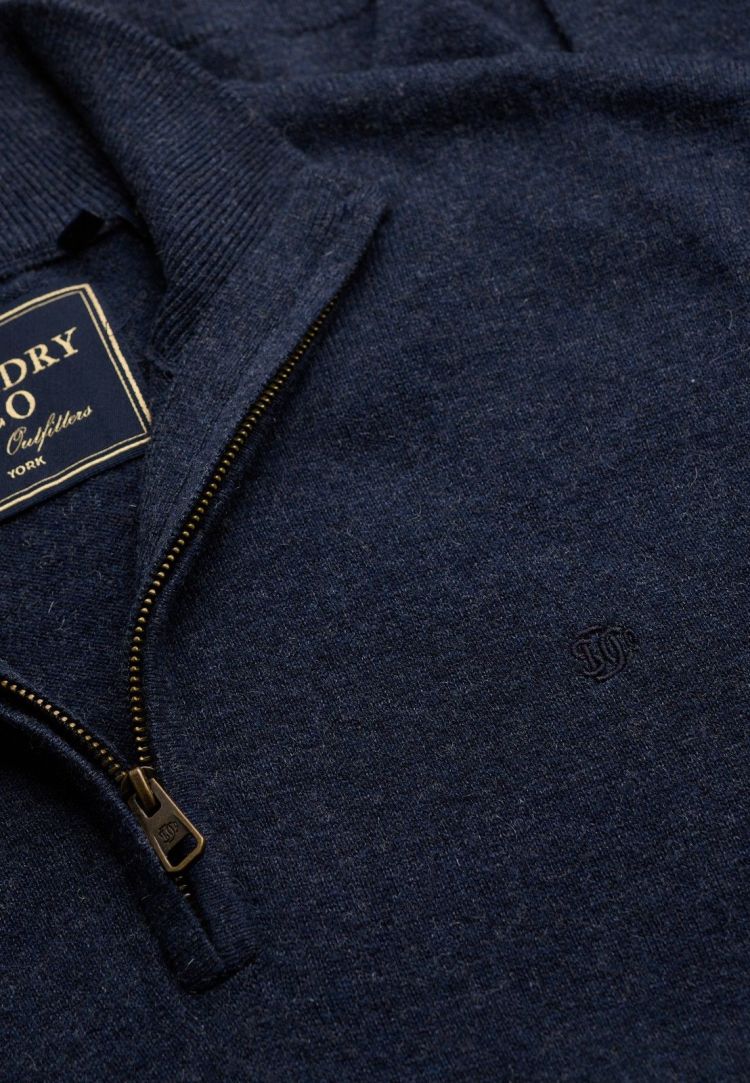 Superdry & Co Pull Blauw heren (ESSENTIAL LW WOOL BLEND 1/2 ZIP - M6110783A.WJC) - GL Sport (Sluis)
