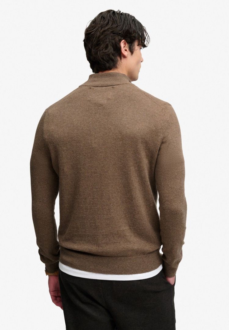 Superdry & Co Pull Bruin heren (ESSENTIAL LW WOOL BLEND 1/2 ZIP - M6110783A.M70) - GL Sport (Sluis)