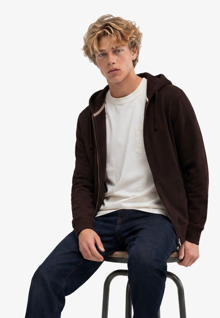 Superdry & Co Vest Bordeaux heren (ESSENTIAL SDCO LOGO ZIPHOOD - M2014703A.M8F) - GL Sport (Sluis)