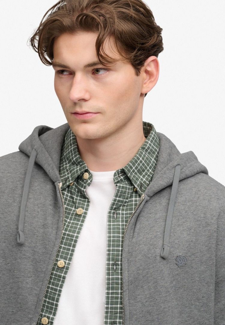 Superdry & Co Vest Grijs heren (ESSENTIAL SDCO LOGO ZIPHOOD - M2014703A.K7V) - GL Sport (Sluis)