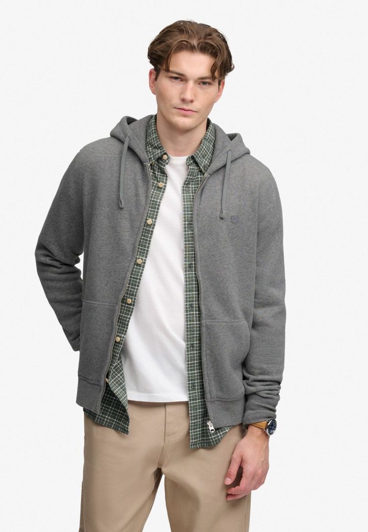 Superdry & Co Vest Grijs heren (ESSENTIAL SDCO LOGO ZIPHOOD - M2014703A.K7V) - GL Sport (Sluis)