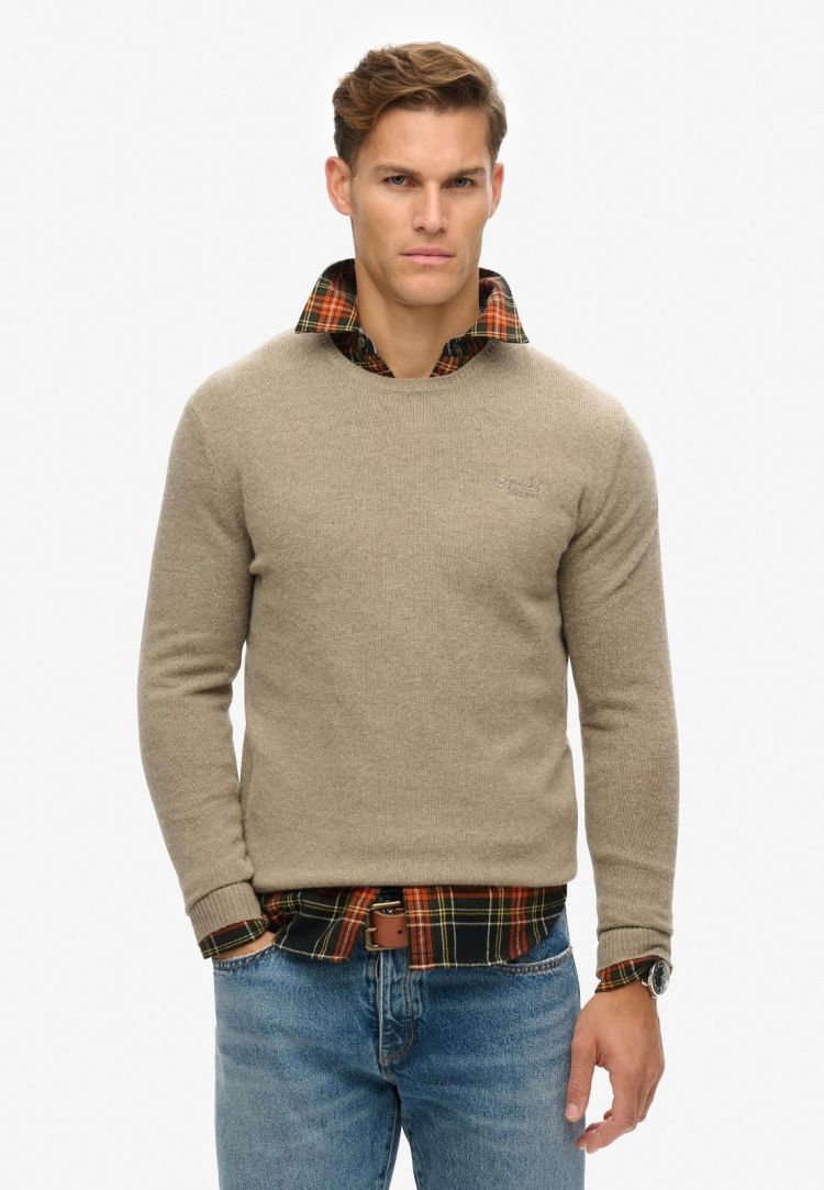 Superdry Pull Bruin heren (ESSENTIAL SLIM FIT CREW JUMPER - M6110641A.CGK) - GL Sport (Sluis)