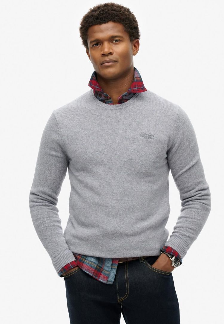 Superdry Pull Grijs heren (ESSENTIAL SLIM FIT CREW JUMPER - M6110641A.MD5) - GL Sport (Sluis)