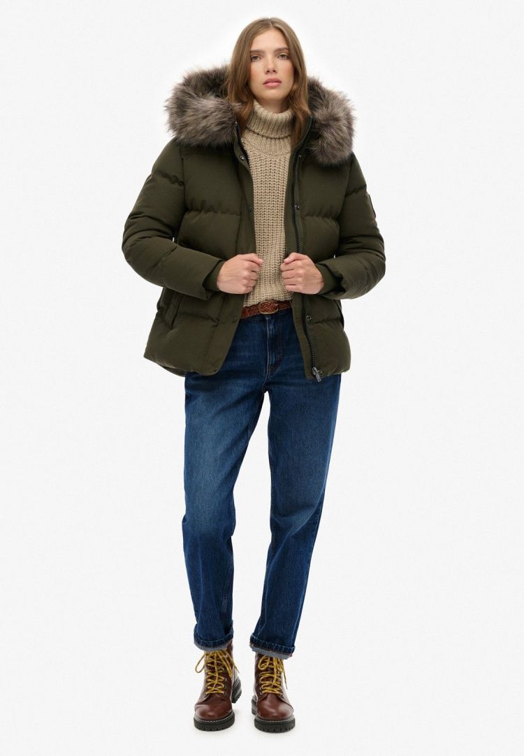 Superdry Jas Kaki dames (EVEREST 5 BAFFLE PUFFER JACKET - W5011929A.D8B) - GL Sport (Sluis)