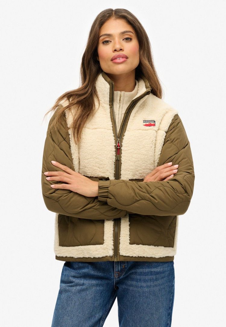 Superdry Jas Off-white dames (FLEECE HYBRID JACKET - W5011934A.1LG) - GL Sport (Sluis)