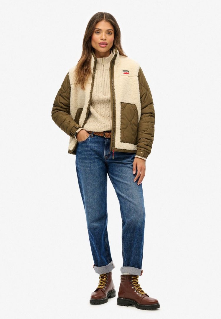 Superdry Jas Off-white dames (FLEECE HYBRID JACKET - W5011934A.1LG) - GL Sport (Sluis)