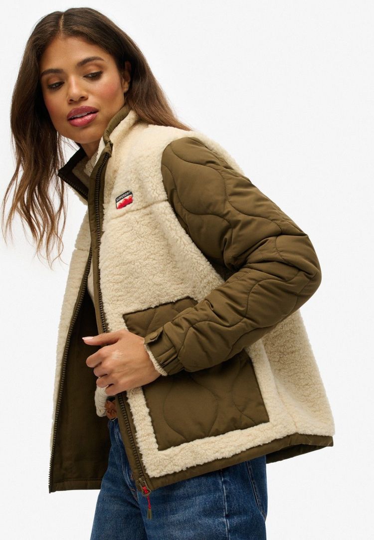 Superdry Jas Off-white dames (FLEECE HYBRID JACKET - W5011934A.1LG) - GL Sport (Sluis)