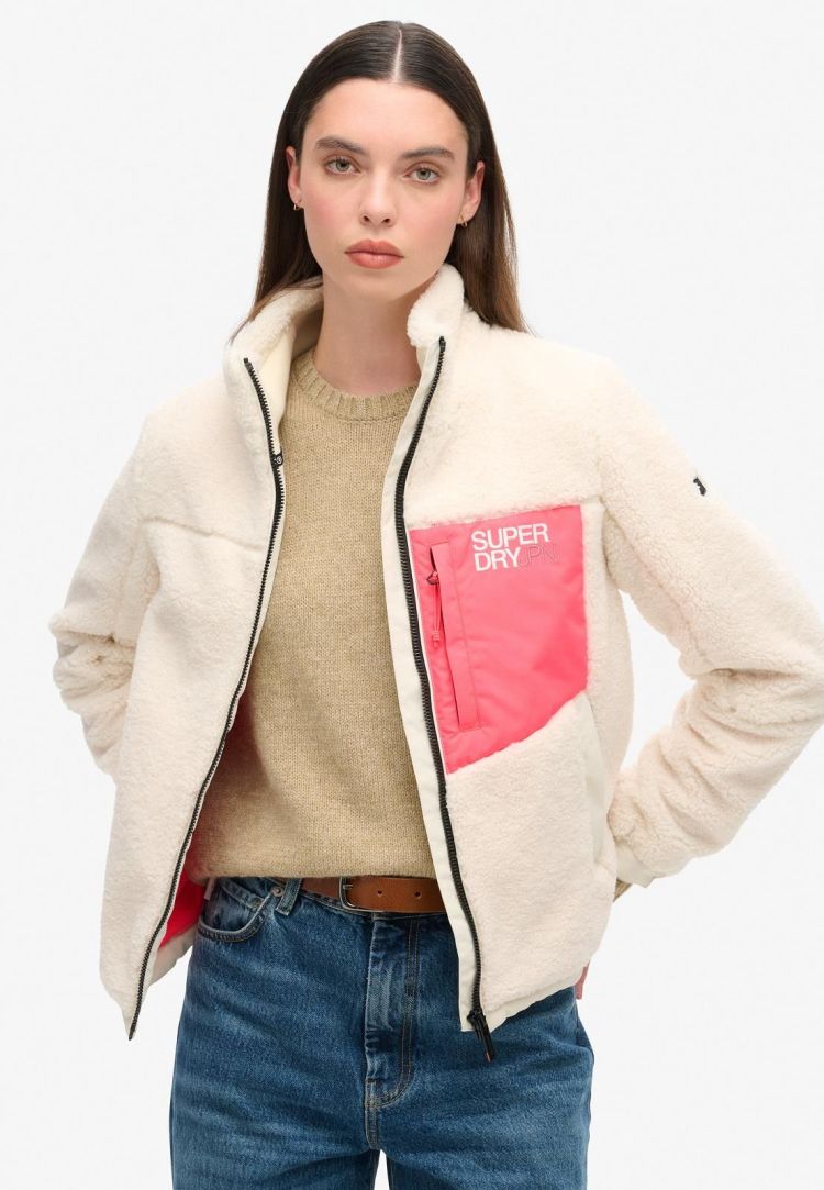 Superdry Jas Off-white dames (FLEECE TREKKER JACKET - W5011743A.71D) - GL Sport (Sluis)