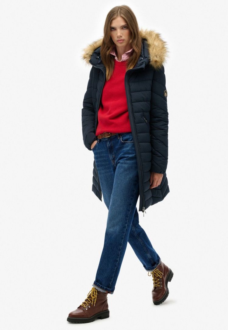 Superdry Jas Blauw dames (FUJI FAUX FUR HOOD MID LENGTH  - W5011999A.98T) - GL Sport (Sluis)