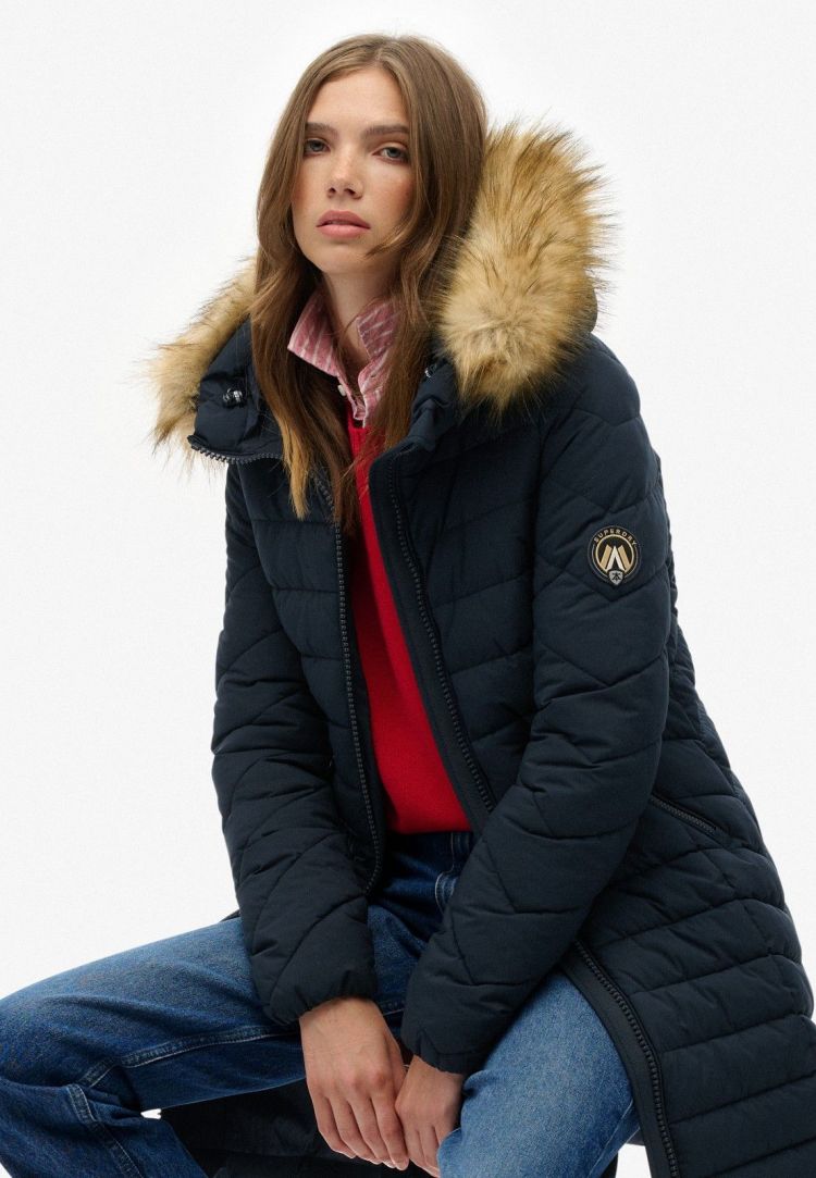 Superdry Jas Blauw dames (FUJI FAUX FUR HOOD MID LENGTH  - W5011999A.98T) - GL Sport (Sluis)