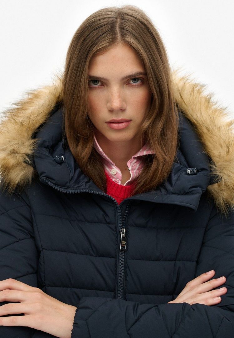 Superdry Jas Blauw dames (FUJI FAUX FUR HOOD MID LENGTH  - W5011999A.98T) - GL Sport (Sluis)