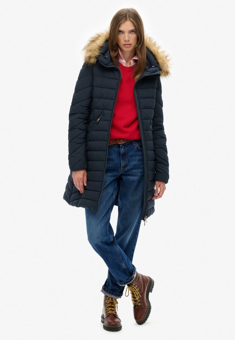 Superdry Jas Blauw dames (FUJI FAUX FUR HOOD MID LENGTH  - W5011999A.98T) - GL Sport (Sluis)
