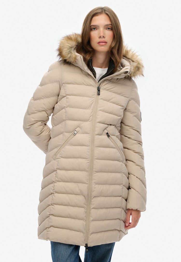 Superdry Jas Creme dames (FUJI FAUX FUR HOOD MID LENGTH  - W5011999A.7MO) - GL Sport (Sluis)