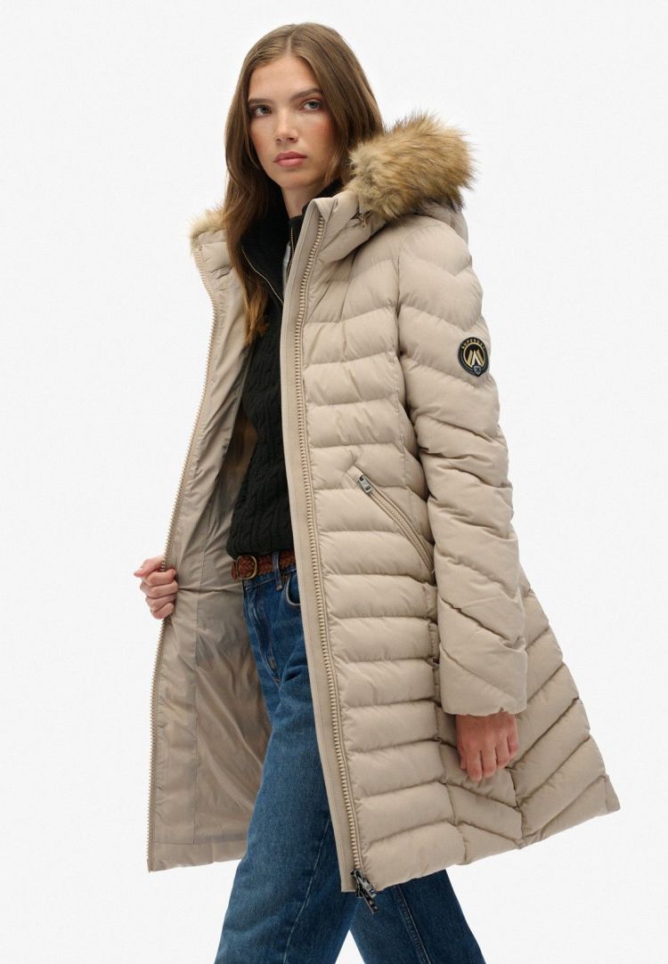 Superdry Jas Creme dames (FUJI FAUX FUR HOOD MID LENGTH  - W5011999A.7MO) - GL Sport (Sluis)