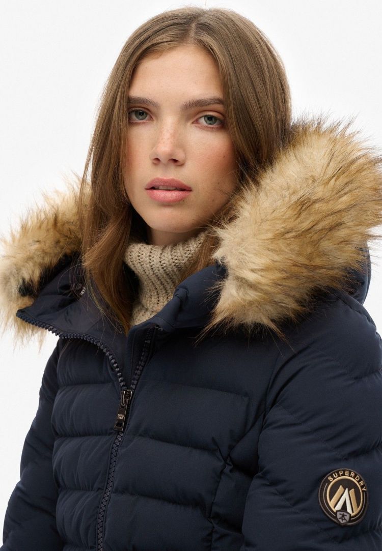 Superdry Jas Blauw dames (FUJI FAUX FUR HOOD PADDED JACKET - W5012000A.98T) - GL Sport (Sluis)