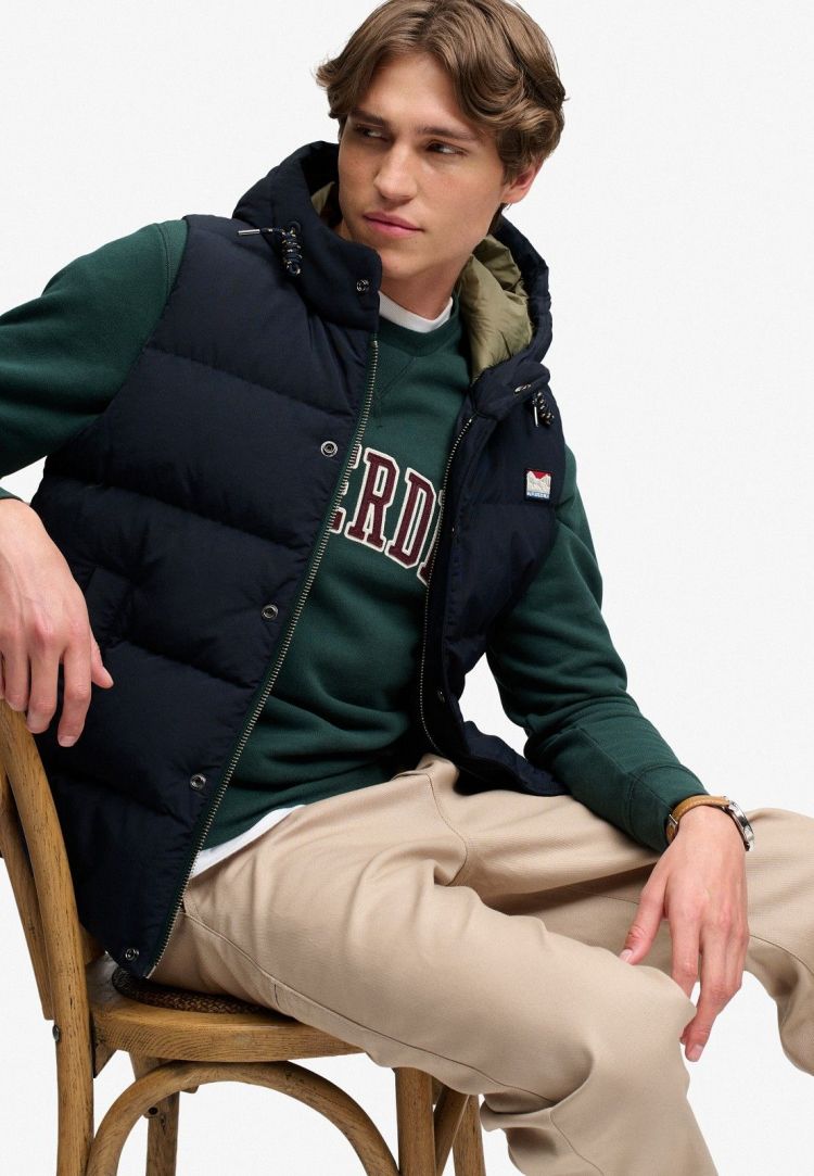 Superdry & Co Bodywarmer Blauw heren (HOOD SHORT EVEREST GILET - M5012425A.98T) - GL Sport (Sluis)