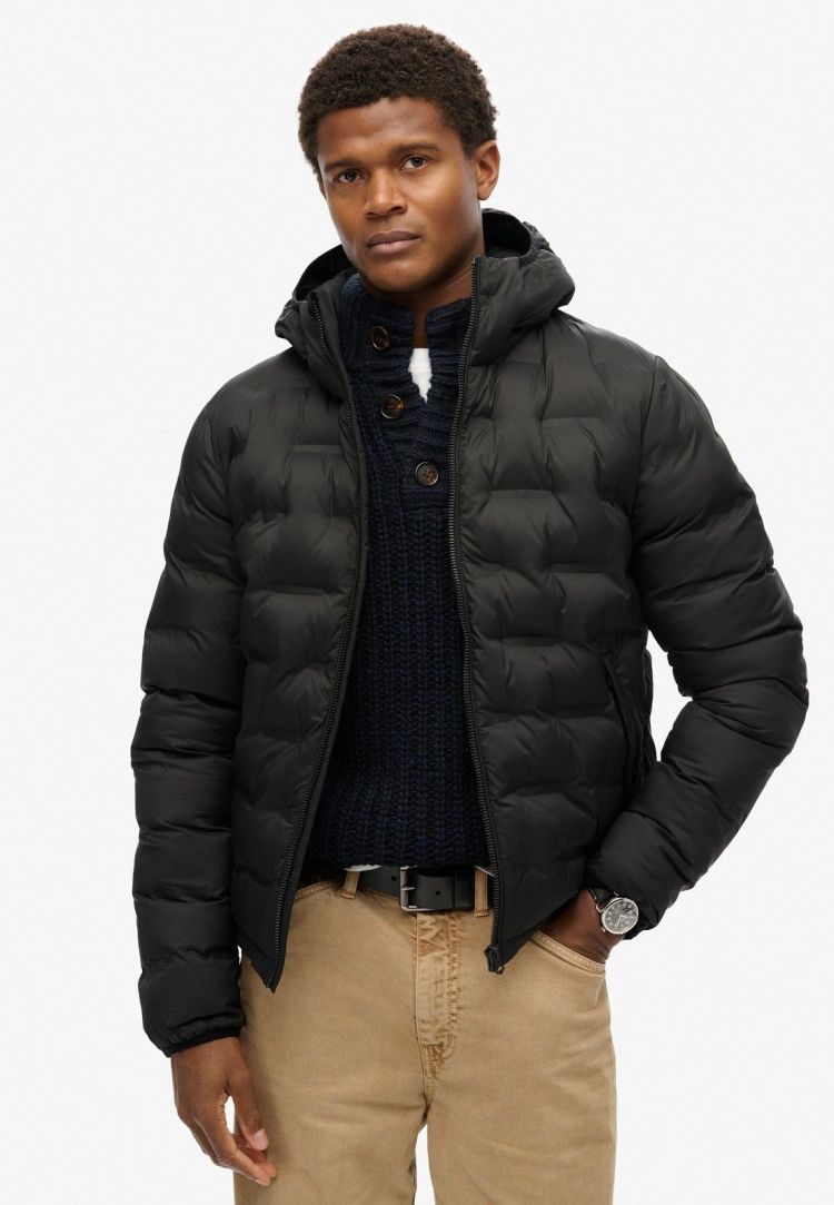 Superdry Jas Zwart heren (HOODED QUILTED PUFFER COAT - M5012045A.02A) - GL Sport (Sluis)