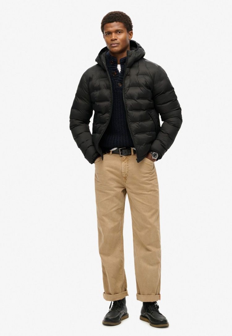 Superdry Jas Zwart heren (HOODED QUILTED PUFFER COAT - M5012045A.02A) - GL Sport (Sluis)