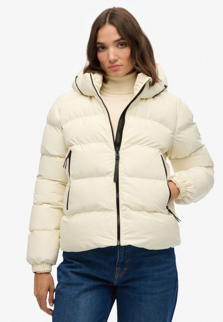Superdry Jas Off-white dames (HOODED SPORTS PUFFER JACKET - W5011996A.71D) - GL Sport (Sluis)