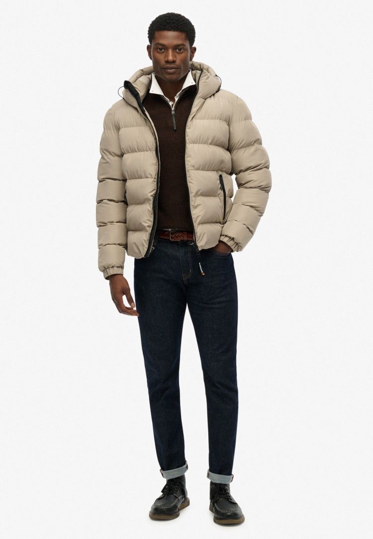 Superdry Jas Beige heren (HOODED SPORTS PUFFER JACKET - M5011905A.9UN) - GL Sport (Sluis)