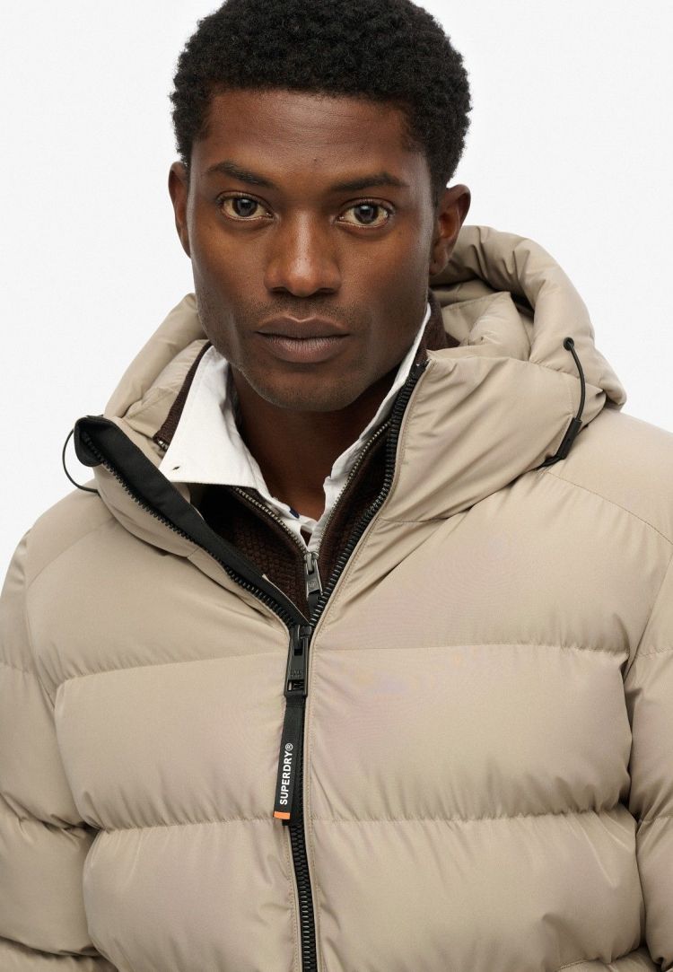 Superdry Jas Beige heren (HOODED SPORTS PUFFER JACKET - M5011905A.9UN) - GL Sport (Sluis)