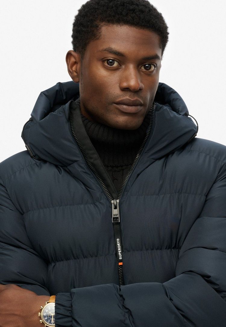 Superdry Jas Blauw heren (HOODED SPORTS PUFFER JACKET - M5011905A.D9W) - GL Sport (Sluis)