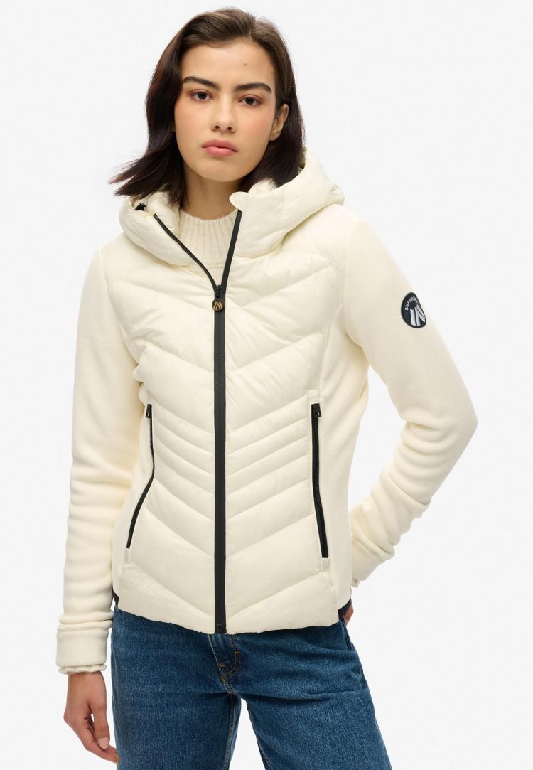 Superdry Jas Off-white dames (HOODED STORM FLEECE JACKET - W5011904A.71D) - GL Sport (Sluis)