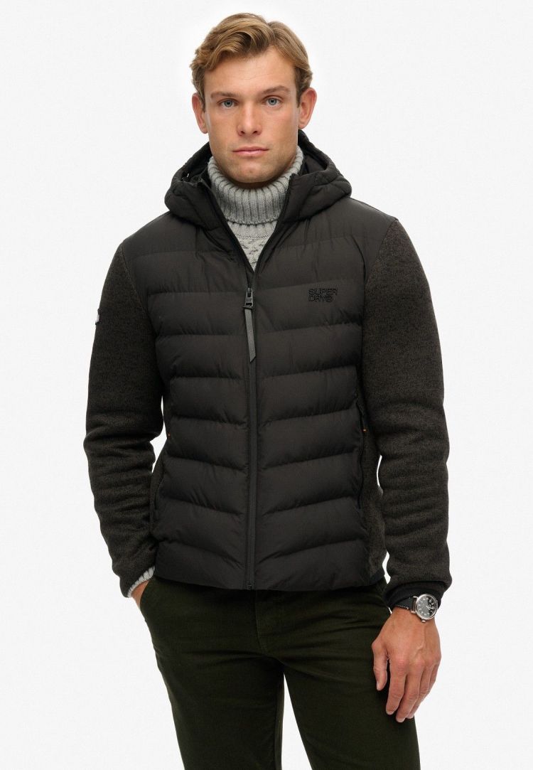 Superdry Jas Antraciet heren (HOODED STORM KNIT HYBRID JACKET - M5012293A.AZB) - GL Sport (Sluis)