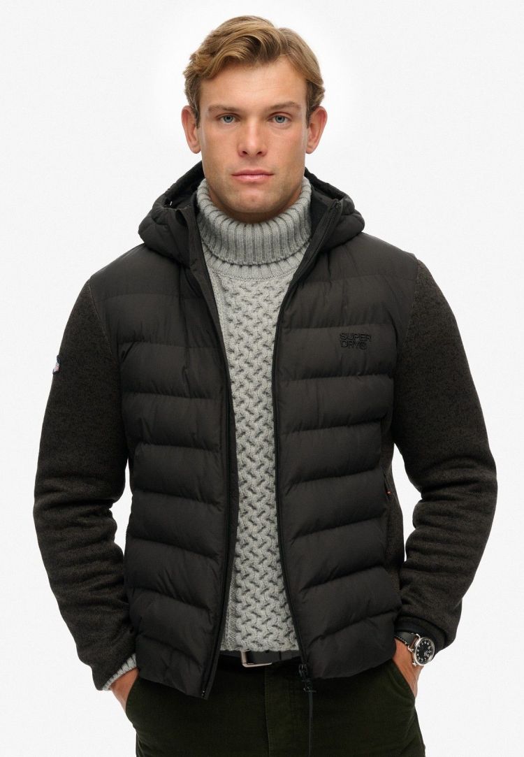 Superdry Jas Antraciet heren (HOODED STORM KNIT HYBRID JACKET - M5012293A.AZB) - GL Sport (Sluis)