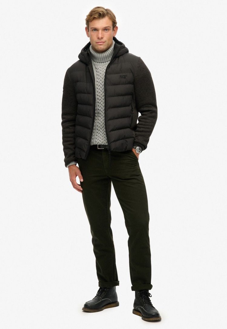 Superdry Jas Antraciet heren (HOODED STORM KNIT HYBRID JACKET - M5012293A.AZB) - GL Sport (Sluis)