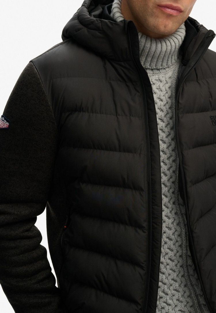 Superdry Jas Antraciet heren (HOODED STORM KNIT HYBRID JACKET - M5012293A.AZB) - GL Sport (Sluis)