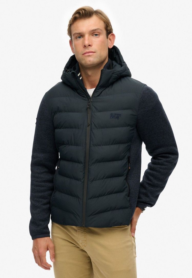 Superdry Jas Blauw heren (HOODED STORM KNIT HYBRID JACKET - M5012293A.98T) - GL Sport (Sluis)
