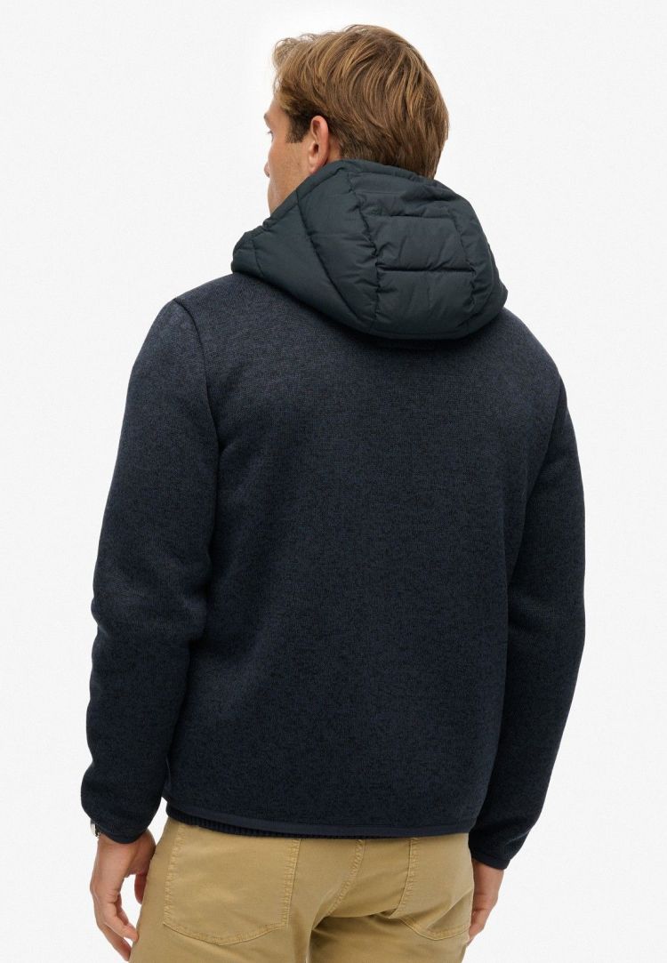 Superdry Jas Blauw heren (HOODED STORM KNIT HYBRID JACKET - M5012293A.98T) - GL Sport (Sluis)