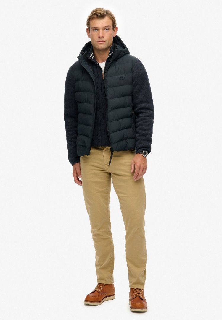 Superdry Jas Blauw heren (HOODED STORM KNIT HYBRID JACKET - M5012293A.98T) - GL Sport (Sluis)