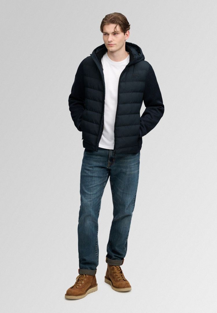 Superdry & Co Jas Blauw heren (HOODED STORM KNIT HYBRID JACKET - M5012530A.98T) - GL Sport (Sluis)