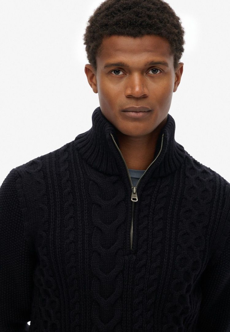 Superdry Pull Blauw heren (JACOB CABLE KNIT HALF ZIP - M6110698A.98T) - GL Sport (Sluis)