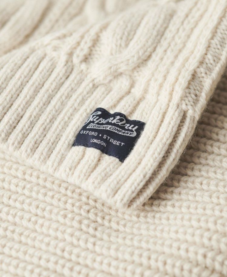 Superdry Pull Creme heren (JACOB CABLE KNIT HALF ZIP - M6110639A.39E) - GL Sport (Sluis)