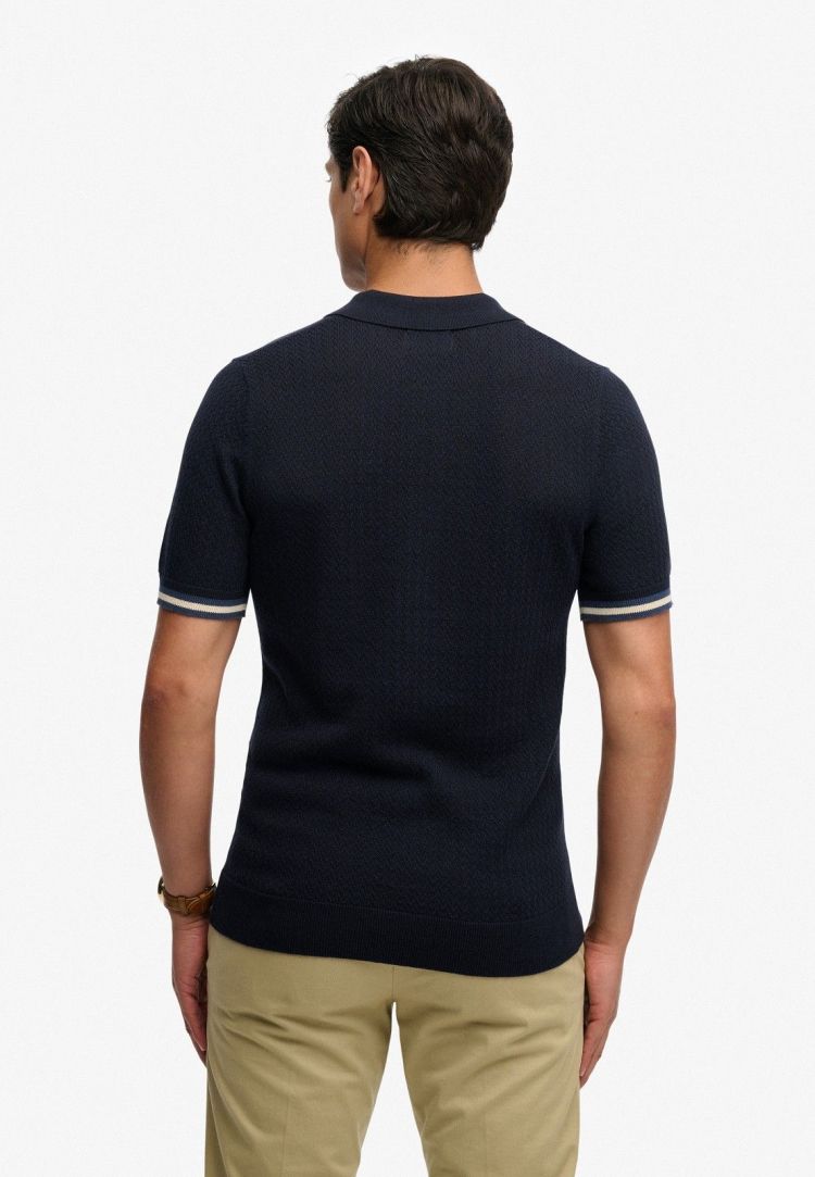 Superdry Polo Blauw heren (KNITTED TEXTURE S/S POLO - M1110458A.K9T) - GL Sport (Sluis)